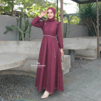 【NEW】 GAMIS MEWAH ELEGAN SIMPLE KATUN KOMBINASI BRUKAT MUTIARA XS/XXL BUSUI WUDHU FRIENDLY