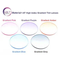 1.67 Super Thin MR-7 Super-Tough Gradient Tint HMC EMI Asphere Anti UV Myopia Hyperopia Prescription Optical Lenses