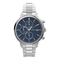 Jam Tangan Pria Timex Chicago TW2W67900 Chronograph Blue Dial Stainless Steel Strap Multicolor