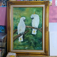 Lukisan cat minyak burung nuri