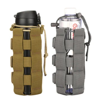Molle Bag Upgraded Tactical Water Bottle Pouch Bag Military Outdoor Travel Hiking Drawstring Water Bottle Holder Kettle Carrier