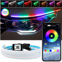2pcs DRL waterproof flexible RGB multi color streamer daytime running light bar ultra-thin LED light