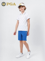 美國PGA高爾夫童裝2021新款男童短袖上衣T恤夏季服裝青少年衣服