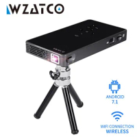 WZATCO CT50 MINI Projector Android OS WIFI Bluetooth with Battery for Home Theater projektory Video Support Miracast Airplay