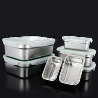 304不銹鋼保鮮盒商用長方形大容量廚房冰箱專用密封帶蓋收納盒子