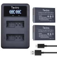 Tectra 2x LP-E12 LP E12 Replacement Li-ion bateria + LED Display USB Dual Charger for Canon Rebel SL1 EOS-M EOS M2 EOS M100