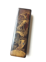日本江戶明治時期老漆器  高級金蒔繪文箱 滿工梨地金長文盒