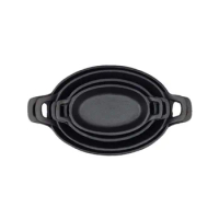 Oval Cast Iron Skillet Baked Rice Pot Cast Iron Pot Uncoated Pan Oval Frying Pan Fish Plate Double Ear Baking Tray Bbq Oval