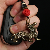 手工鑄造黃銅貔貅鑰匙扣掛件招財汽車鑰匙鏈朱砂掛飾奧迪高檔男士