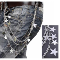Versatile metal hollow star thick waist chain pants chain key chain fashion men's and women's disco pants chain ins chain