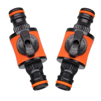 1PC/2PCS 16MM Equal Garden Hose Shut Off Valve Fitting Plastic Tubing Tap Adapter Quick Joint for Watering Irrigation Car Wash
