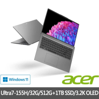 Acer 宏碁 特仕版 16吋AI效能筆電(Swift Go/SFG16-72-74C7/Ultra7-155H/32G/512G+1TB SDD/3.2K OLED)