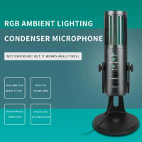 Alat Konten LEIMIC Mic Kondenser USB RGB Gaming Live Streaming - W-900 - Black Terlaris Terlaris