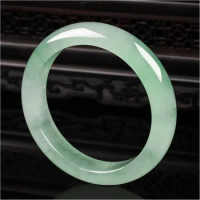 Light Green Jade Bracelet Fashion Accessories Jadeite Natural Charm Jewelry Women Men Handcarved Round Bangle Hand Ring