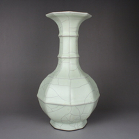 宋官窯粉青釉八方瓶 花瓶 裂紋釉 古玩瓷器古董陶仿古陶瓷收藏品