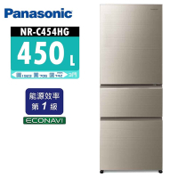 Panasonic國際牌  450公升 無邊框玻璃三門變頻冰箱 NR-C454HG 翡翠白/翡翠金