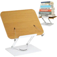 Book Holder Stand Hands-Free Book Reading Stand Book Stand For Reading Book Holder With 360 Degree Swivel Base Wood And