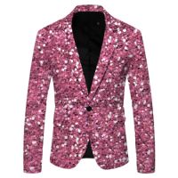 3D Sequin Decorated Blazer Jacket for Men Dj Night Club Graduation Men Suit Blazer Homme Costume Stage Wear for Singer