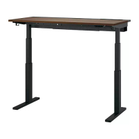 MITTZON 升降式工作桌, 電動 實木貼皮, 胡桃木/黑色