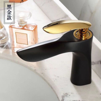 北歐式金色全銅水龍頭衛生間浴室柜洗手盆臺上盆白色面盆單孔冷熱