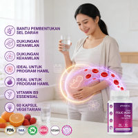 Suplemen Asam Folat 5 mg | 60 Kapsul Vegetarian | Bantu Pembentukan Sel Darah & Dukungan Kehamilan |