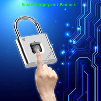 USB charging door lock fingerprint smart padlock quickly unlock zinc alloy metal self-imaging chip 10 fingerprints