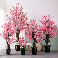 仿真植物桃花假樹盆栽擺件大型假花仿真花客廳室內落地裝飾大盆景