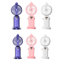 Rechargeable Folding Fan with Sprayer LED Indicators Water Desktop Fan 5 Speed Adjustable for Camping Travel