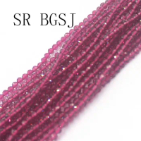 2mm Faceted Red Jades Gems Stone Spacer Bail Seed Mini Round Seed Beads Strand 15"
