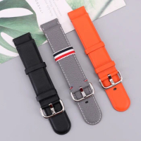 20mm Leather Strap From Thom Browne Galaxy Watch4 Classic Active2 Leather Watch Band for Galaxy Watch5 Watch6 pro Wrist Band