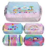 A for Adley Unicorn Pencil Bags Students Stationery Supply Pen Pencil Holder Ice Cream Cartoon Gift Cosmetic Case Bag Purse Gift