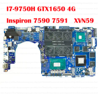 Mainboard Motherboard with i7-9750H N18P-G0-MP-A1 GTX1650 For DELL Inspiron 7590 7591 laptop CN-XVN59