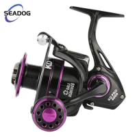 SEADOG 5.0:1 Gear Ratio Salt Water Fishing Reel Metal Spool Purple Metal Grip Spinning Reels with CNC Rocker Smooth Bearing