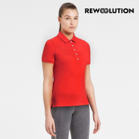 【Rewoolution】女 MIRTH 190g短袖Polo衫[玫紅] 義大利品牌 登山必備 羊毛衣 運動上衣 T恤 REAB2WC103
