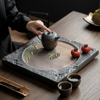 鎏金干泡茶盤家用小型輕奢現代茶海陶瓷功夫茶臺儲水排水式瀝水盤