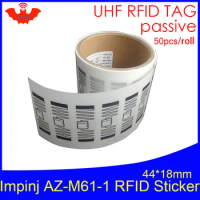 RFID tag UHF sticker Impinj M61-1 wet inlay 915mhz868mhz 860-960MHZ MR6-P EPC 6C 50pcs free shipping adhesive passive RFID label