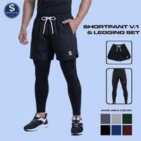 SPORTSTAR - 2 IN 1 Celana Pendek Parasut + Legging/Celana Manset Panjang Running Lari Triathlon Outd