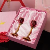 文創結婚 精緻結婚禮物 結婚賀禮新婚結婚禮物紀念禮品送哥哥嫂嫂新人閨蜜朋友訂婚玫瑰香檳一對杯00021