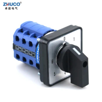 ZHUCO SZW26/LW26-20/0-6.3 20A 3 Phase 12 Screws 7 Position 64X64 48X48 mm Panel Selector Transfer Rotary Cam Universal Switch