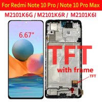 100% Tested For Xiaomi Redmi Note 10 Pro / Note10 Pro Max TFT LCD Display Screen Touch Panel Digitizer Assembly + Frame Pantalla