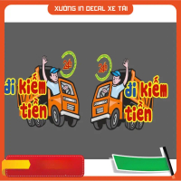 Tem decal 24h đi kiemtien dán trang trí xe ô tô (sl: 1 tem), Tem stickers kèm chữ 24h đi kiem tien I