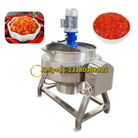 Small Gas Heating Food Cooking Automatic Jam Sauce Stirring Cooking Pot Jacketed Cooking Kettle With Stirrer