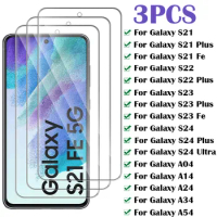 3PCS Tempered Glass For Samsung Galaxy S24 Ultra S23 S22 Plus S21 Fe Screen Protector For Samsung A54 A34 A14 A24 A04 A55 Glass