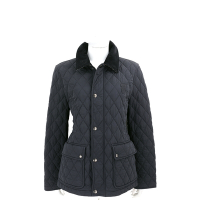 BURBERRY 巴寶莉 燈芯絨領格紋襯裡尼龍衍縫黑色修身外套 夾克