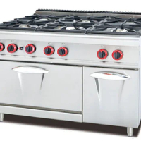 Stainless Steel Gas Range Stove, 6-Burner and Gas Oven, CE Certificate