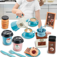 Kids Coffee Machine Toy Set Kitchen Toys Simulation Food Toaster Bread Coffee Cake Pretend Play Game Gift Toys For Children