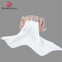 Bubble Kiss Handmade Knitted Blanket Fashion Mermaid Tail Blankets Imitation Cashmere Throw Blanket Home Soft Leisure Blankets