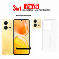 For Vivo V25 Tempered Glass Vivo V25Pro V25E V27E V27Pro V23E V21E V23 V21 Screen Protector 3in1 Soft Lens Back Film