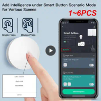 1~6PCS Tuya Button Scene Switch Intelligent Linkage Smart Switch Battery Powered Automation Work With Smart Life