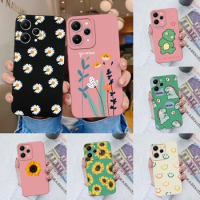 For Xiaomi Redmi 12 4G 5G Phone Cases Lovely Fashion Heart Gesture Square Liquid Back Cover For Redmi12 Fundas Capa Shell Coque